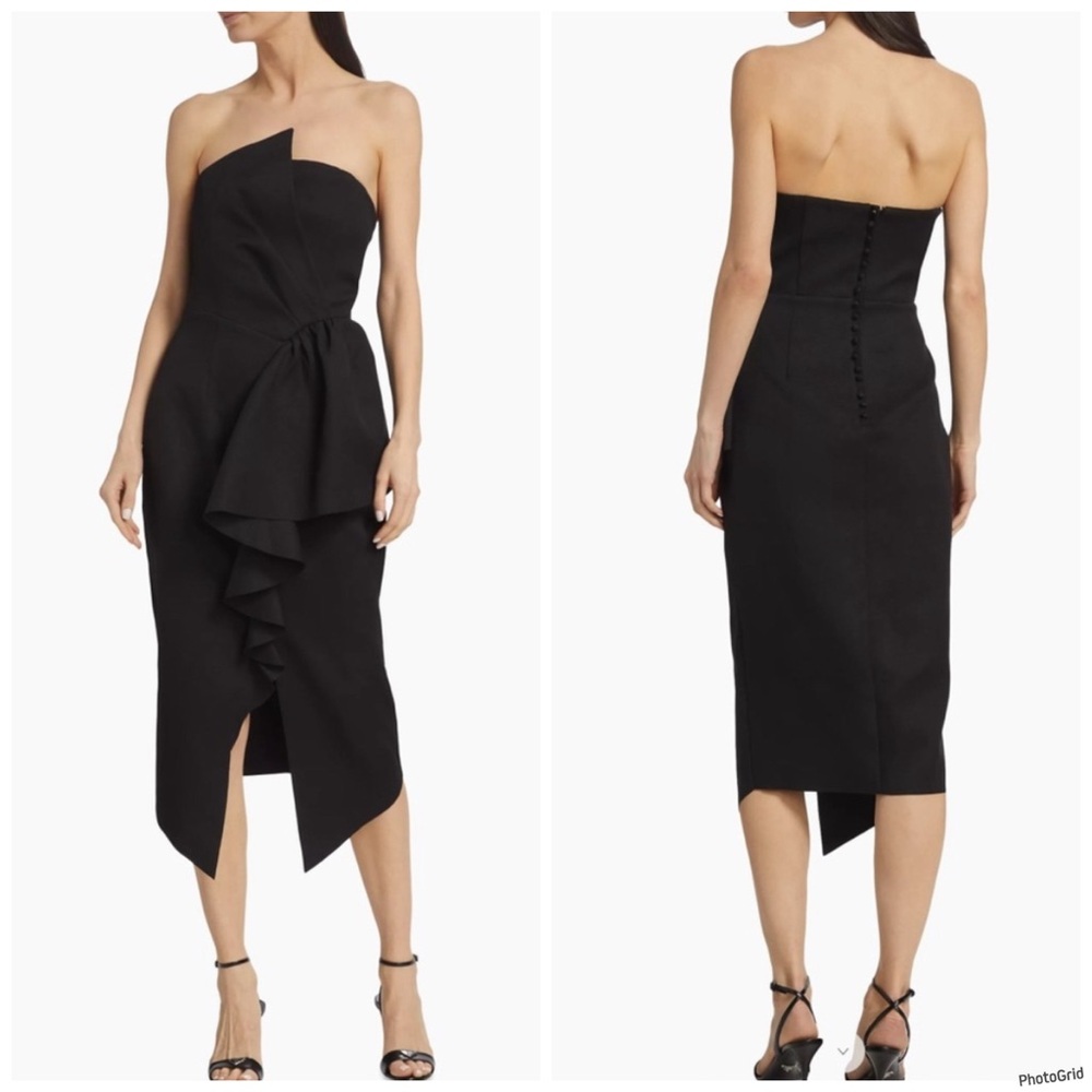 Elliat Reception Cascade Ruffle Strapless Cocktail Dress Whimsigoth Formal Large - Picture 15 of 16